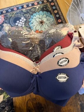 Mamia Cotton Comfort Bras in Blue, Pink, Gray and Burgundy and Black
